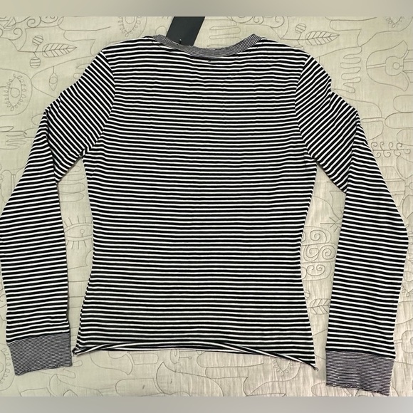 NWT The Kooples LONG-SLEEVED STRIPED TEE Size 2 (M) Crest Black White Fitted - Picture 6 of 11